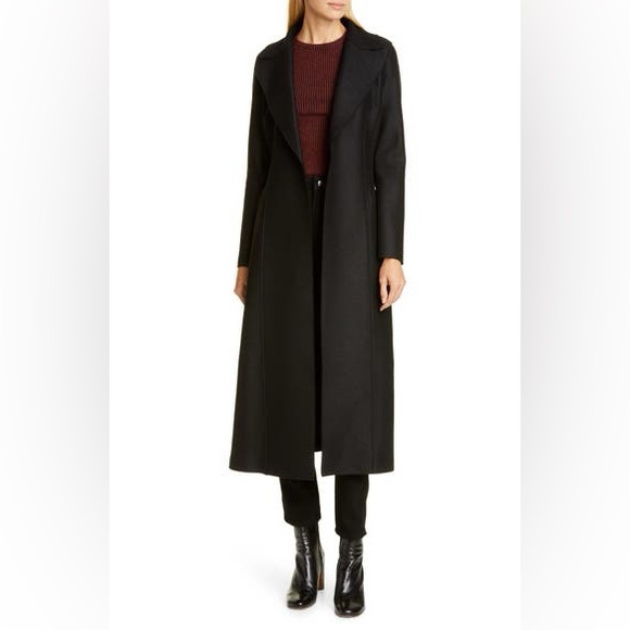 Harris Wharf London Black Long Wool Duster Coat Size 44 - Picture 1 of 13